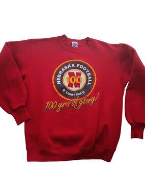 True Vintage Sweatshirt Medium Nebraska Huskers Football 100 Years Glory 1980s